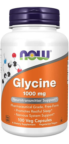 Glycine Glisina Glicina Now 1000mg 100 Veg Cápsulas Usa