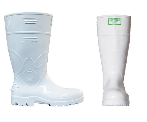 Bota Blanca Pvc Caucho Puntera Caña Alta Robusta Guerrera 