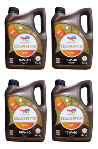 Pack De 4 Aceites Mineral Para Motor Total Quartz 5000 15w40