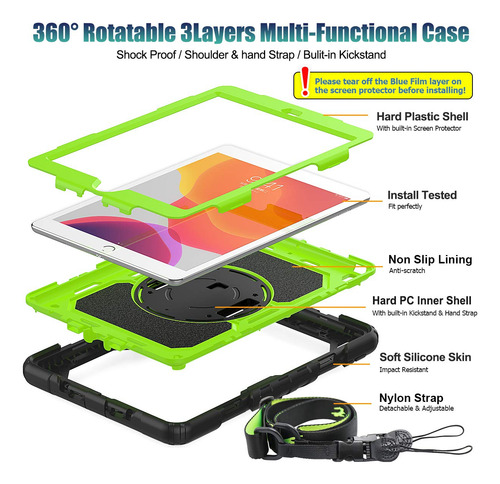 Funda Protectora Cuerpo Completo Verde-negro Para iPad 9 Gen