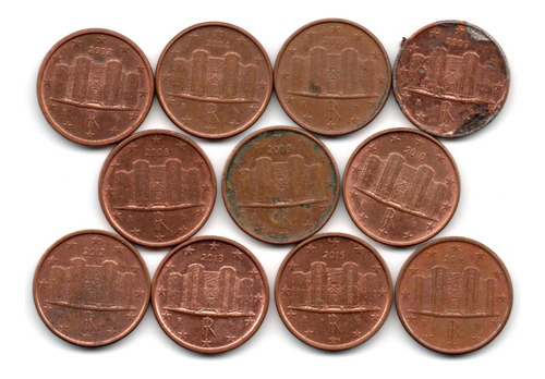 Italia Lote 11 Monedas 1 Euro Cent Diferentes Fechas