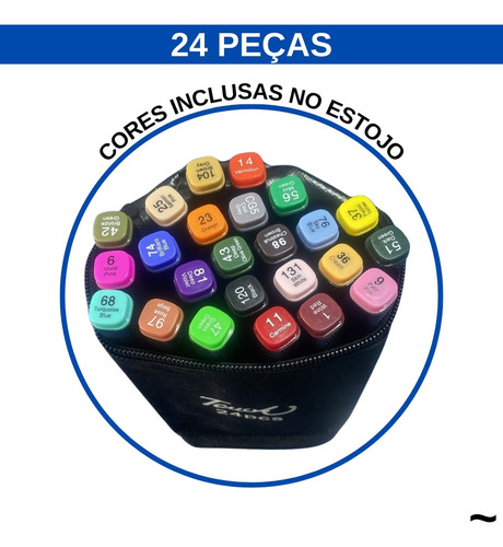 Estojo Canetinha Marcador Canetas Kit 24 Cores Touch Ponta Dupla