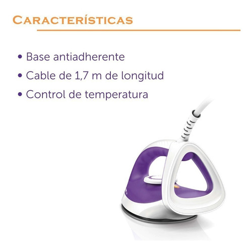 Imagen 5 de 9 de Plancha En Seco Philips Diva Gc122/30 Antiadherente 1200w