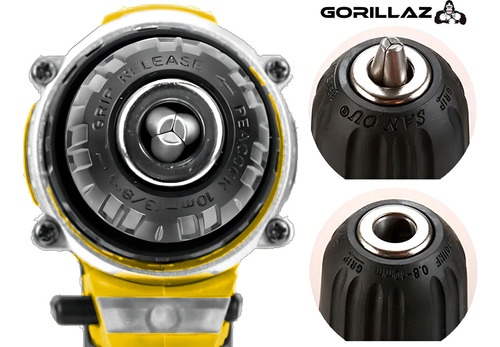 Parafusadeira Furadeira De Impacto Sem Fio 2 Bateria 3/8 10mm Com Maleta Grz-21n Gorillaz
