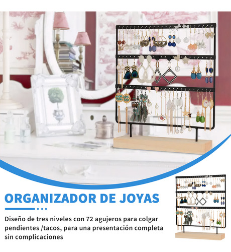 Exhibidor Joyeria Transparente Acrilico Para Aretes 72 Hoyos