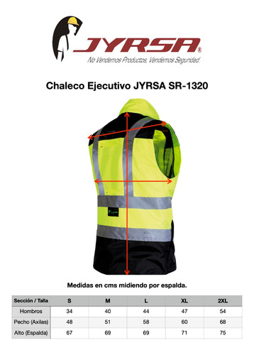 Imagen 4 de 4 de Chaleco Jyrsa Sr-1320 Ejecutivo De Seguridad Con Reflejantes