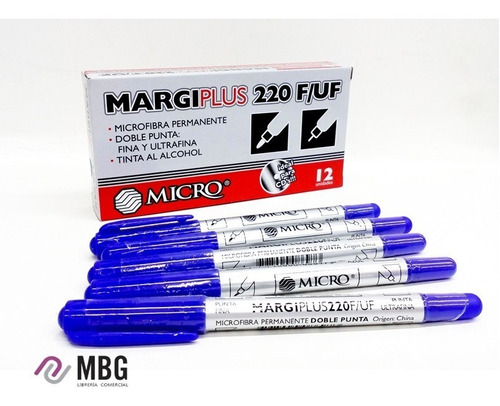 Marcador Micro Margi Plus 220 F/ Uf Azul Por 12 Unidades
