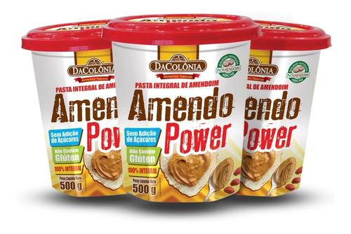 Pasta De Amendoim 100% Integral Amendo Power 500g Dacolônia