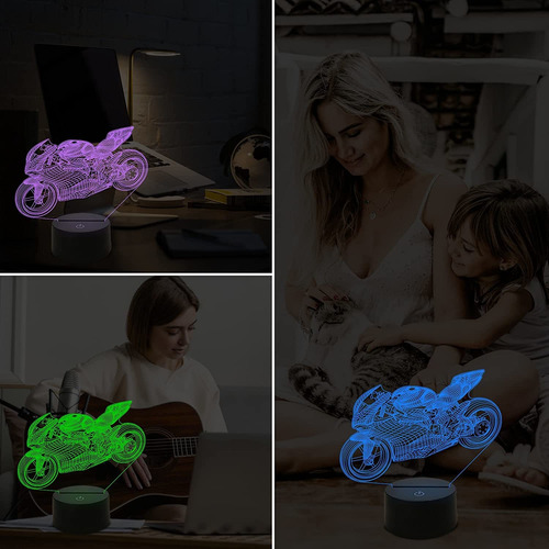 Luz Nocturna De Motocicleta, Luz Nocturna 3d Para Padres