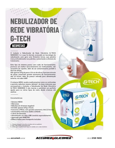 Imagem 8 de 8 de Inalador Nebulizador Portátil Nebmesh Ultrassônico G-tech