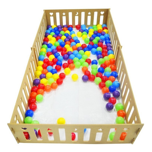 Imagen 3 de 5 de Corralito Corral Pelotero Madera + 200 Pelotas 200x100x33cm