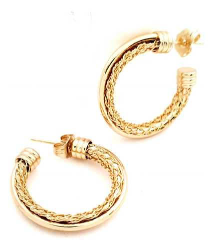 Arracadas Oro Laminado 18k Anchas Finas  De Mujer