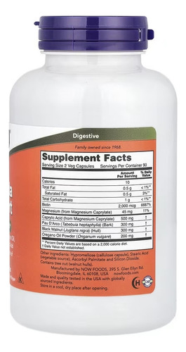 Candida Support Now Foods 180 Capsulas Pau Darco Oregano Sin Sabor