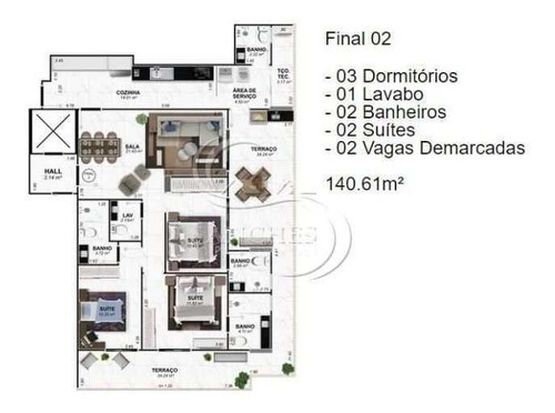 Imagem 17 de 20 de Apartamento 140 M² - Alto Padrão - Em Obras - Vila Caiçara - Praia Grande - Sp - V2825