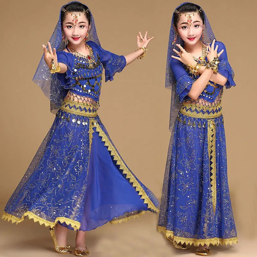 2024 Set De Disfraz De Danza India For Niños Sari Bollywood