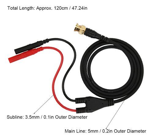 Cable De Prueba Bnc Plug P1065 Chapado En Oro De Cobre Puro
