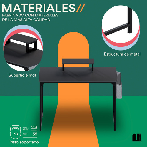 Escritorio Minimalista Mubson Escritorio Gamer Con Archivero Color Negro