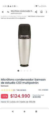 Micrófono Condensador Samson C03