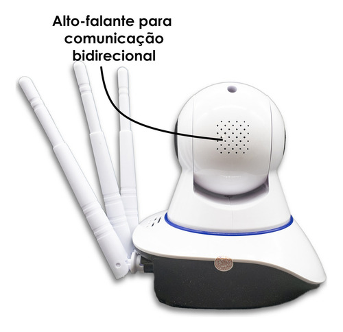 Câmera Segurança 3 Antenas Ip Onvif Wifi Wireless Orbitronic Cor Branco