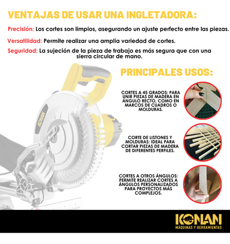 Sierra Ingletadora 305mm 2100w Telescópica Láser Disco Konan KSI/12L 220V