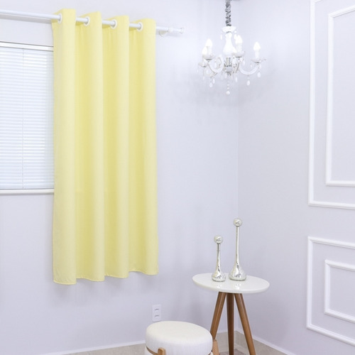 Cortina Oxford Quarto Ou Sala 1,50 X 1,80 Várias Cores Cor Amarelo-bebê