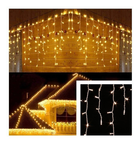 Luces Led Cascada X 5mts / Ambar / Con 200 Luces