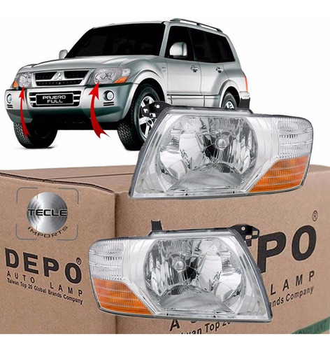 Par Farol Pajero Full Ano 2003 2004 2005 2006 2007 Cromado