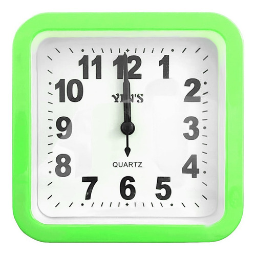 Relógio De Mesa Despertador Quadrado 12cm Tic-tac Cor Verde
