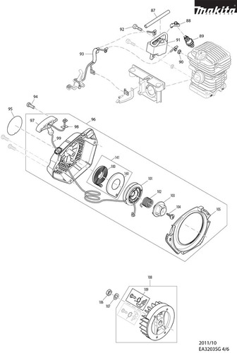 Vista Explodida Motosserra Gasolina Ea3203sbag - Makita