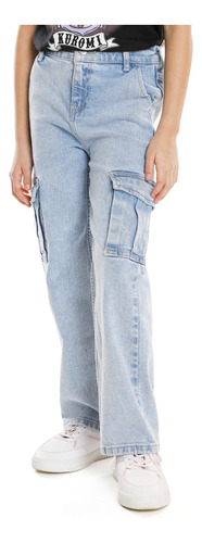 Jeans Wide Leg Bordado Mariposa C&a De Niña