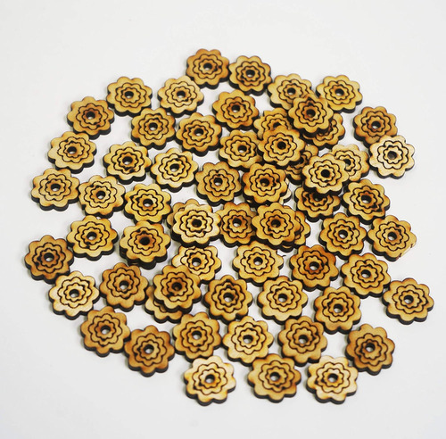 50pcs Patrón De Madera Rústica Flores Rebanadas De Madera Ma