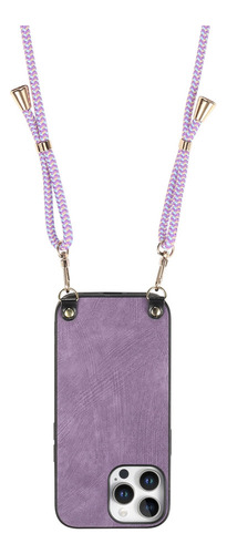 Funda Morada Con Correa Cruzada For iPhone 15 Pro Max