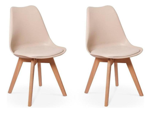Conjunto 02 Cadeiras Eames Wood Leda Design - Nude