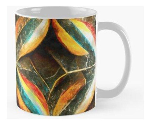 Taza Azulejo Art Deco De Mármol Sintético Amarillo Rojo Azul