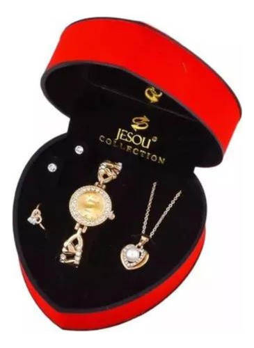 Estuche Dama Joyero Cadena Reloj Aretes Mujer Joyas Belleza