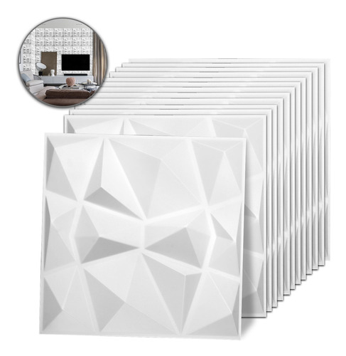 33 Pzs Panel Decorativo 3d Para Pared 30*30 Cm Blanco Negro