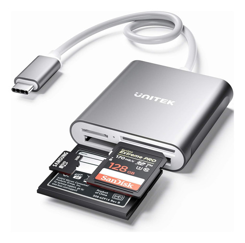 Lector De Memorias Unitek Usb Tipo C Usb C Plateado