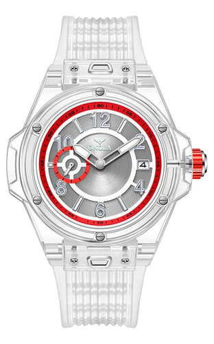 Reloj De Pulsera Onola 3837a Leisure Quartz Calendar Color Del Fondo White/red