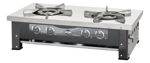 Fogão À Gás De Mesa Titanyum Inox 02 Bocas Industrial Cor Aço Inoxidável