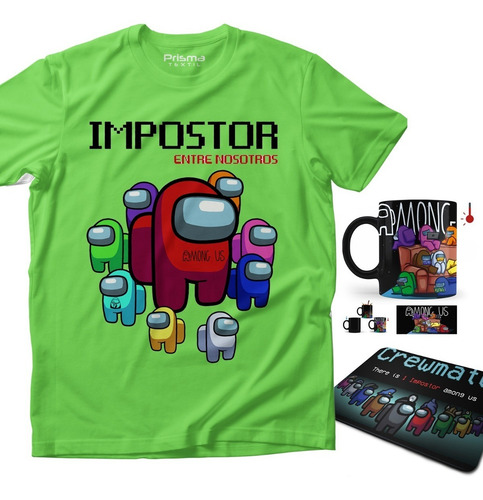 Playera Among Us + Taza Mágica + Mouse Pad Videojuegos