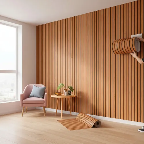 Papel De Parede Madeira Adesivo Ripado 10 Metros Lavável 3d