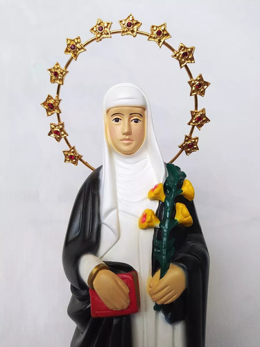 Imagem De Santa Catarina De Sena 25 Cm Resplendor Pedras Cor Pintura A Mão
