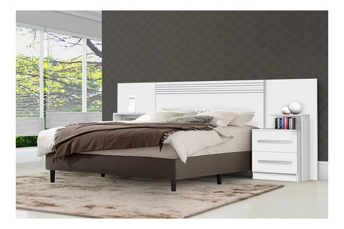  Cabeceira de cama box J&A Móveis Detroit 2 corpos 242cm x 106cm branca