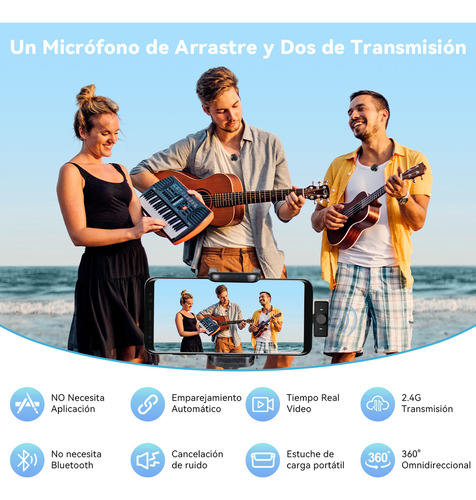 Microfono Inalambrico Profesional Microfono Para Celular Microfono Condensador Lavalier Microfono Bluetooth Gamer Microfono Para Podcast Microfono De Solapa Inalambrico Color Negro