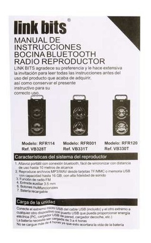 Bocina Bluetooth Link Bits Vb330t