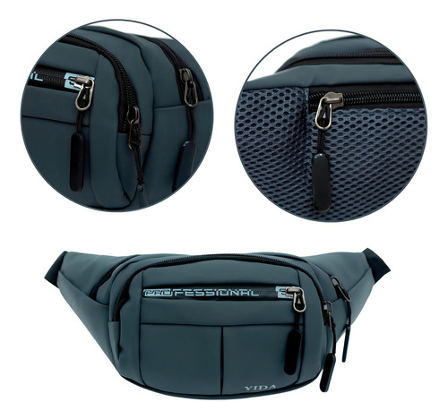 Riñonera motera multiusos para hombre, color gris_ sin anillo