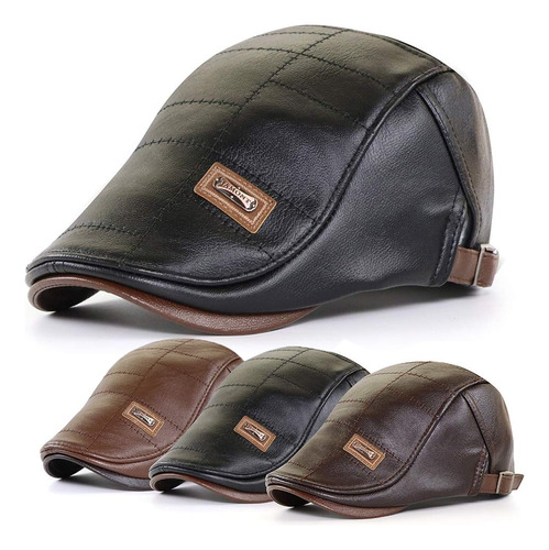 Gorro De Cuero De Capa Superior Para Hombre, Boinas