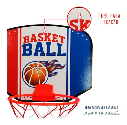 Imagem 4 de 4 de Cesta De Basquete Infantil Com Aro E Bola 30 X25 Cm