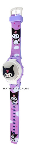 Reloj Juguete Kuromi C/ Tapa Giratoria Y Luces Multicolores Kuromi