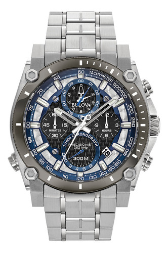 Relógio Bulova Precisionist 98b316 Cronógrafo Prateado Prateado Azul